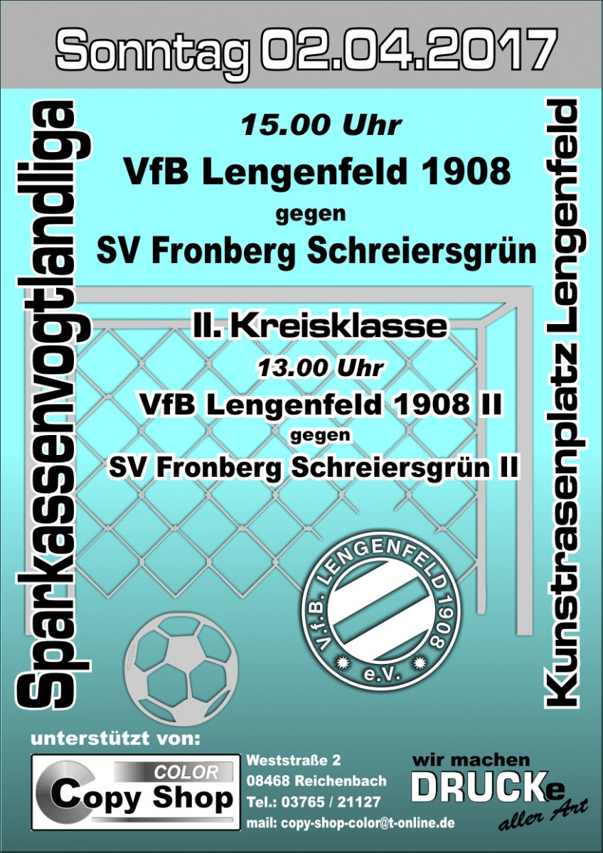 VfB Lengenfeld empfängt den Tabellenführer Schreiersgrün